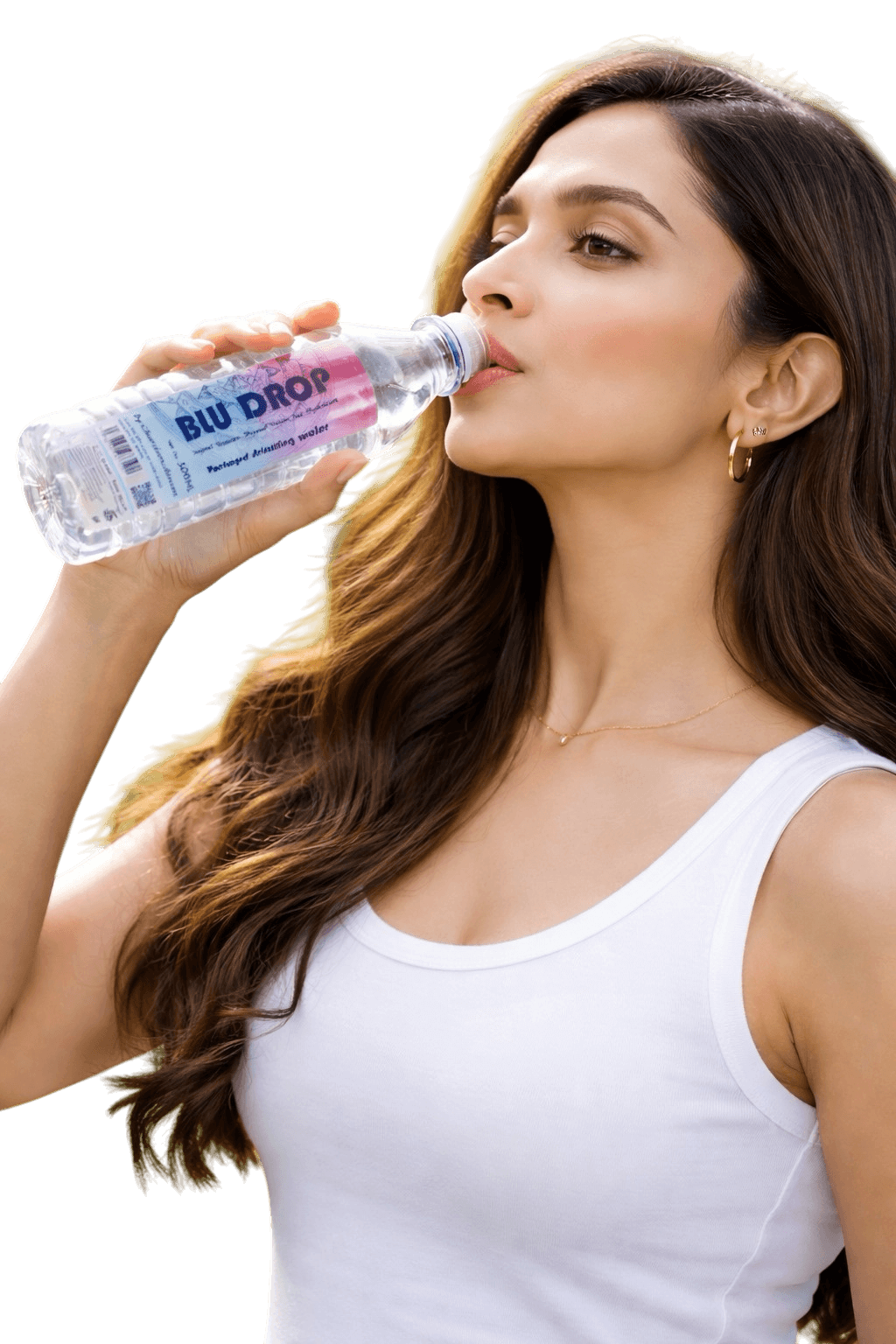 Person drinking BLUDROP packaged drinking water